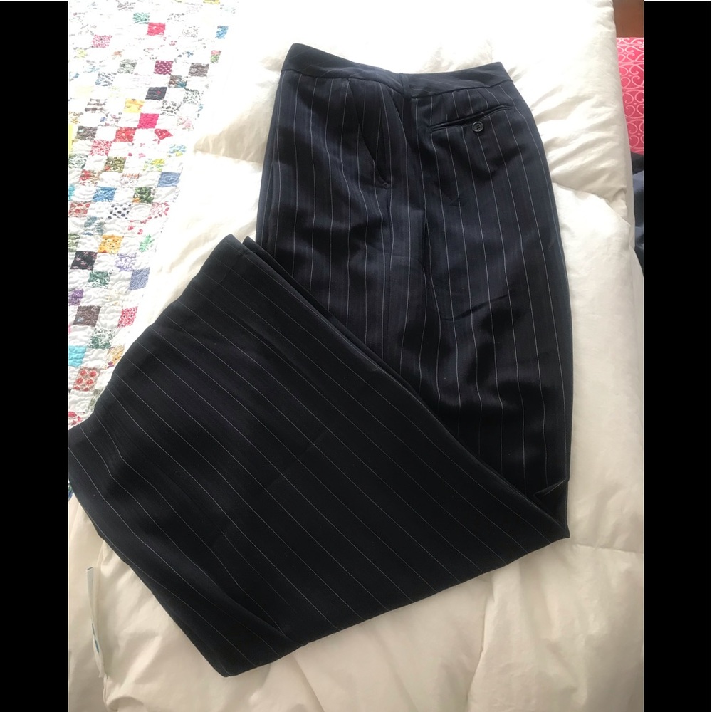 Navy blue pinstripe dress slacks